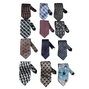 Mens Silk Ties Lot 12 Assorted Patterns Geometric Stripes Floral Dress Neckties